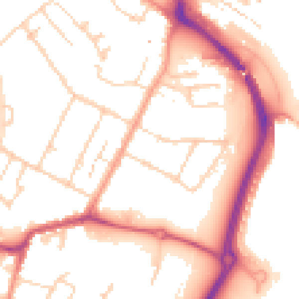 Daytime road noise heatmap for TN23 7TZ