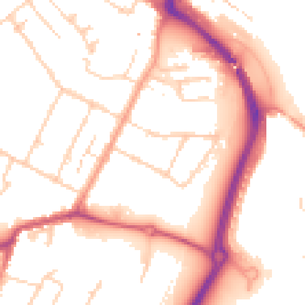 Daytime road noise heatmap for TN23 7UA