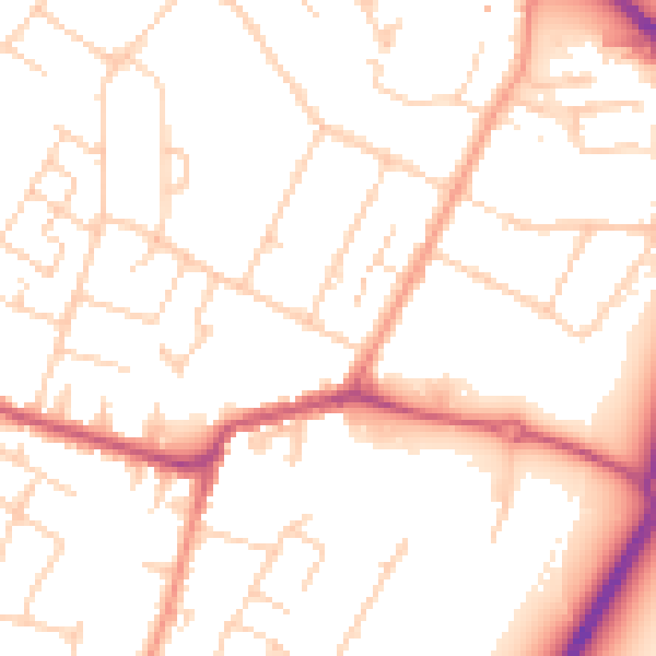 Daytime road noise heatmap for TN23 7UF