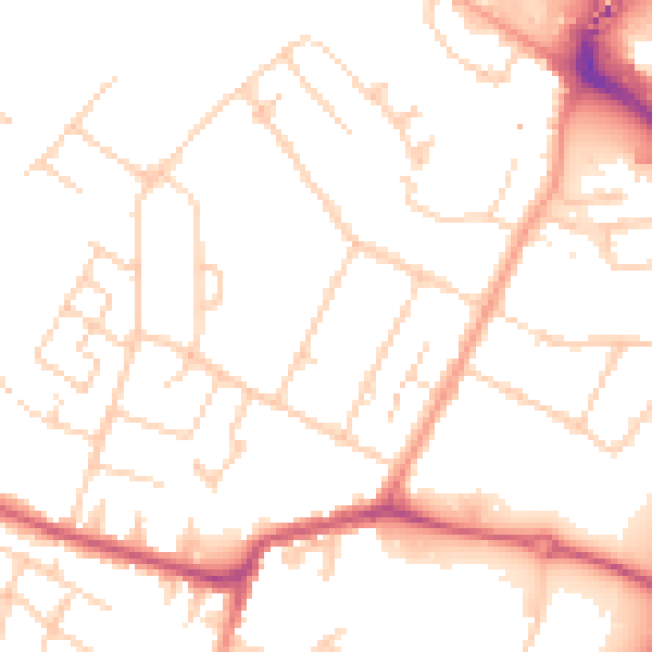 Daytime road noise heatmap for TN23 7UT