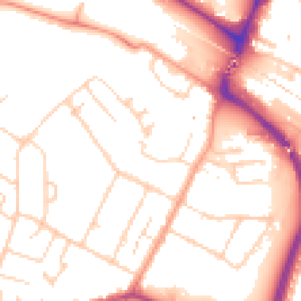 Daytime road noise heatmap for TN23 7XG