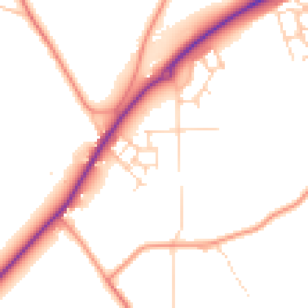 Daytime road noise heatmap for TN23 8AA