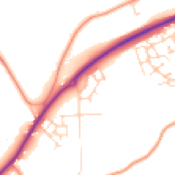 Daytime road noise heatmap for TN23 8AN