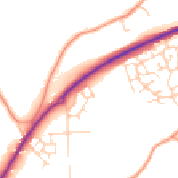 Daytime road noise heatmap for TN23 8AP
