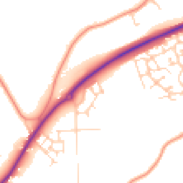 Daytime road noise heatmap for TN23 8AQ