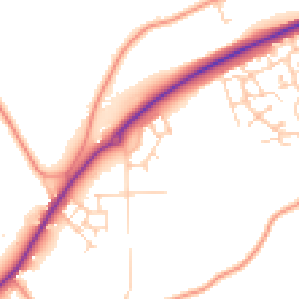 Daytime road noise heatmap for TN23 8AR