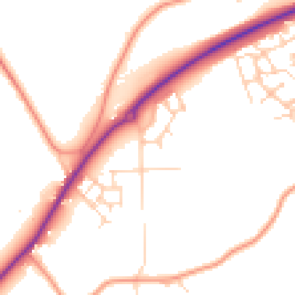 Daytime road noise heatmap for TN23 8AS