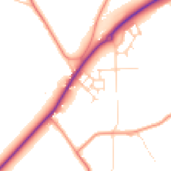Daytime road noise heatmap for TN23 8AW