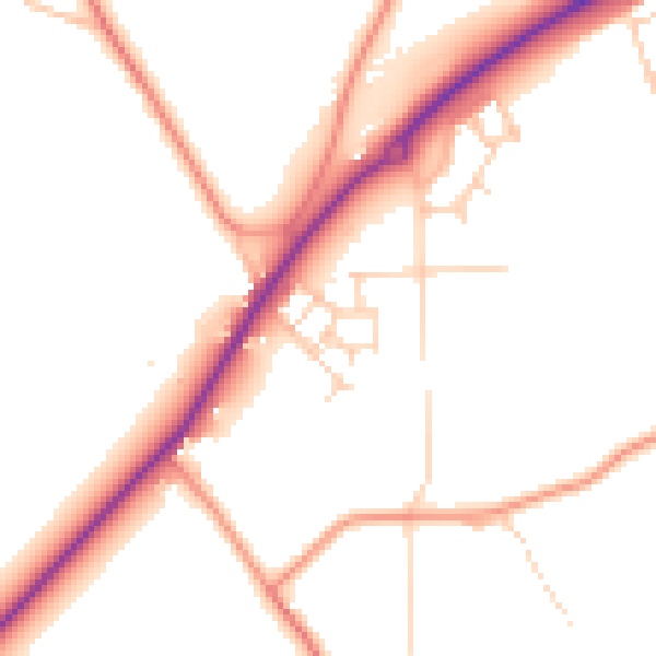 Daytime road noise heatmap for TN23 8AY