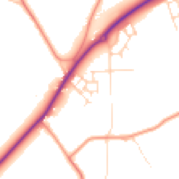 Daytime road noise heatmap for TN23 8AZ