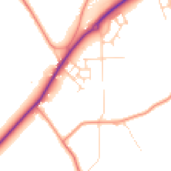 Daytime road noise heatmap for TN23 8BA