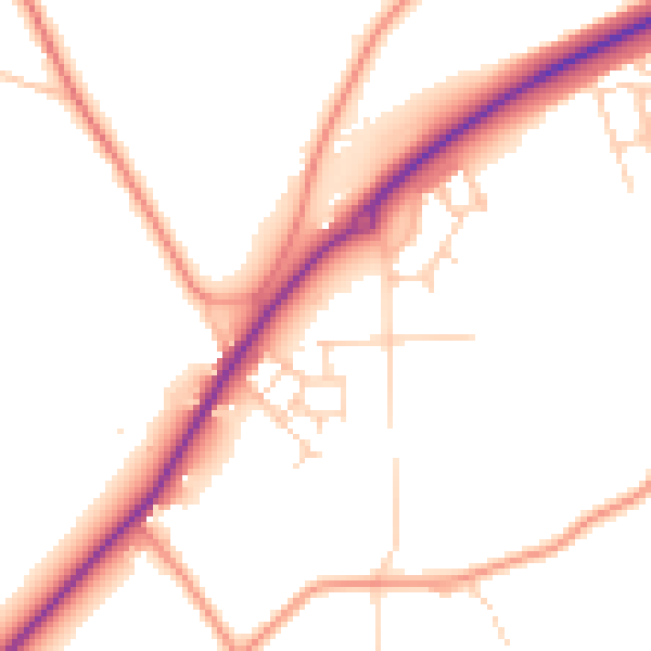 Daytime road noise heatmap for TN23 8BB