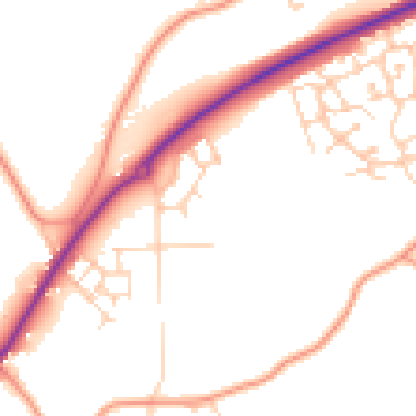 Daytime road noise heatmap for TN23 8BF
