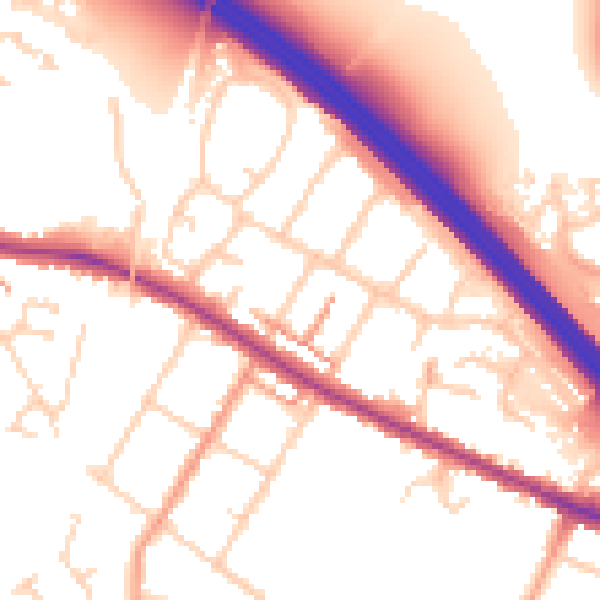 Daytime road noise heatmap for TN24 0AB