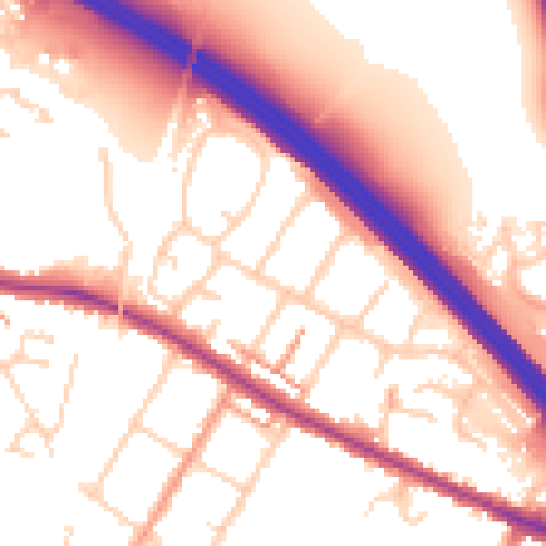 Daytime road noise heatmap for TN24 0AD