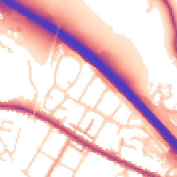 Daytime road noise heatmap for TN24 0AE