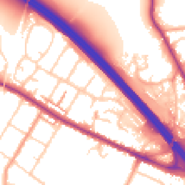 Daytime road noise heatmap for TN24 0AJ