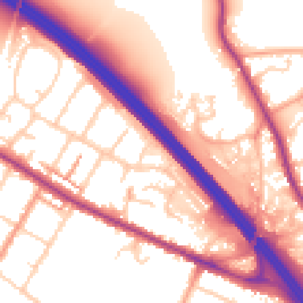 Daytime road noise heatmap for TN24 0AL