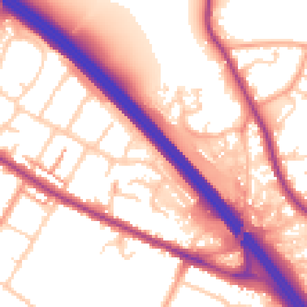 Daytime road noise heatmap for TN24 0AP
