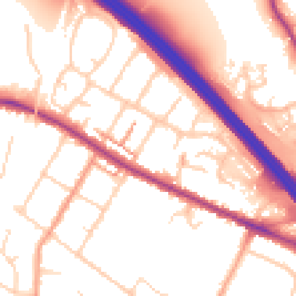 Daytime road noise heatmap for TN24 0AQ