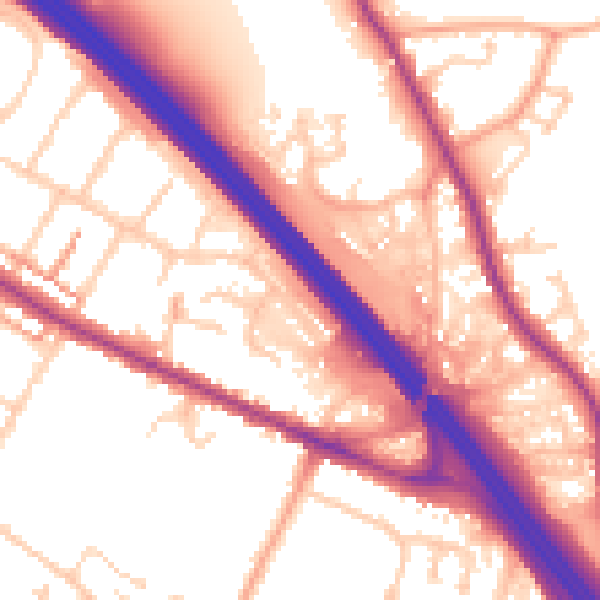 Daytime road noise heatmap for TN24 0AR