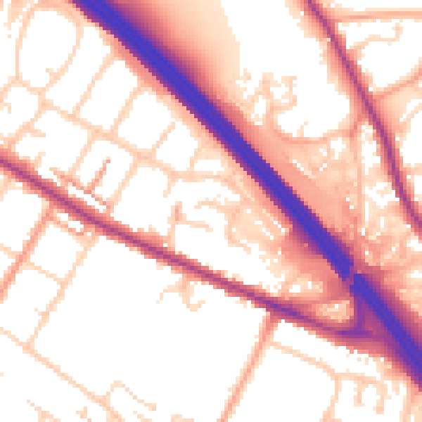 Daytime road noise heatmap for TN24 0AS
