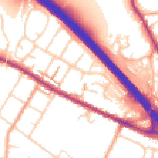 Daytime road noise heatmap for TN24 0AT