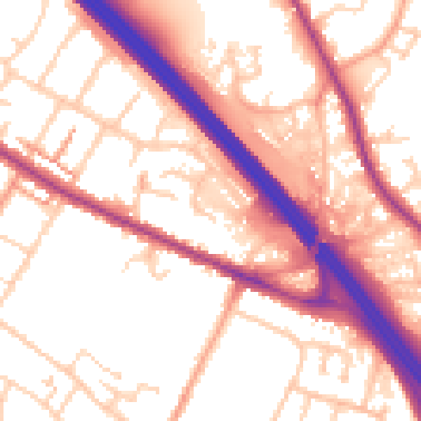 Daytime road noise heatmap for TN24 0AU