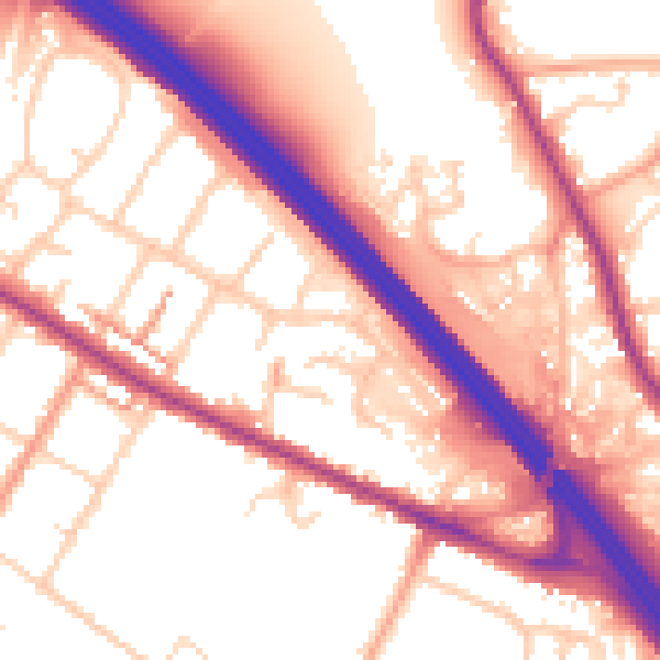 Daytime road noise heatmap for TN24 0AW