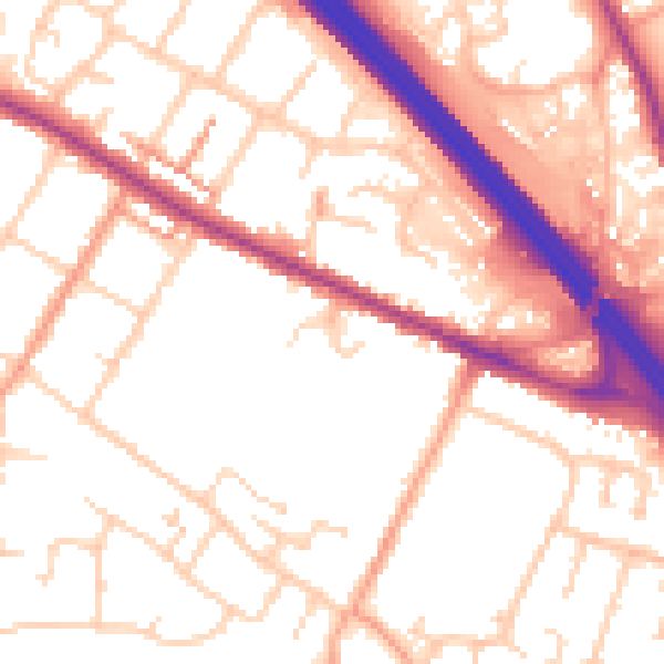 Daytime road noise heatmap for TN24 0AX
