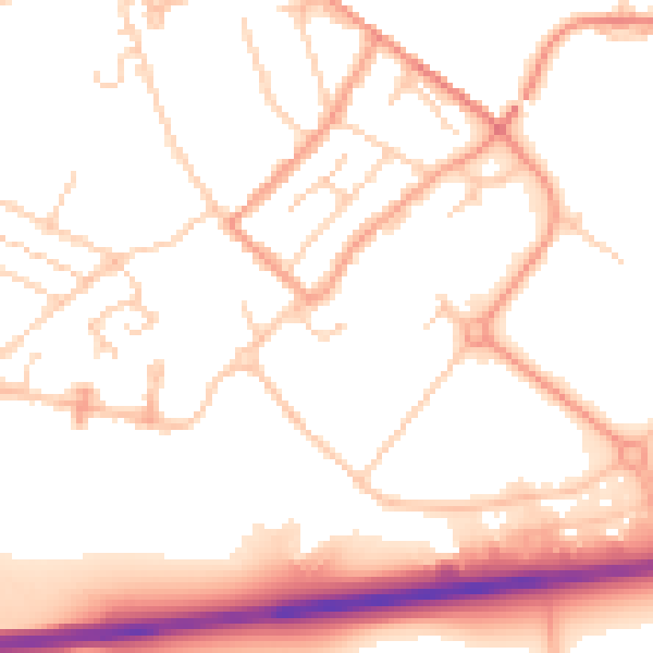Daytime road noise heatmap for TN24 0BF