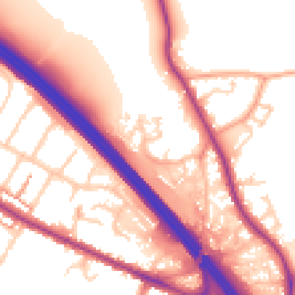 Daytime road noise heatmap for TN24 0HY
