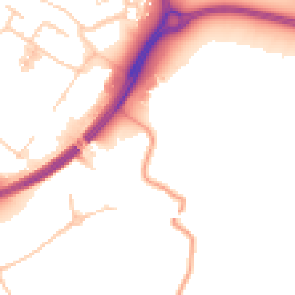 Daytime road noise heatmap for TN24 0LD