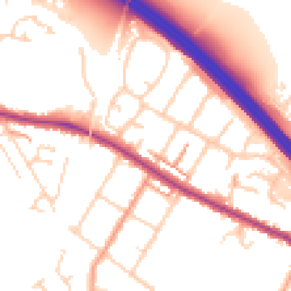 Daytime road noise heatmap for TN24 0LX