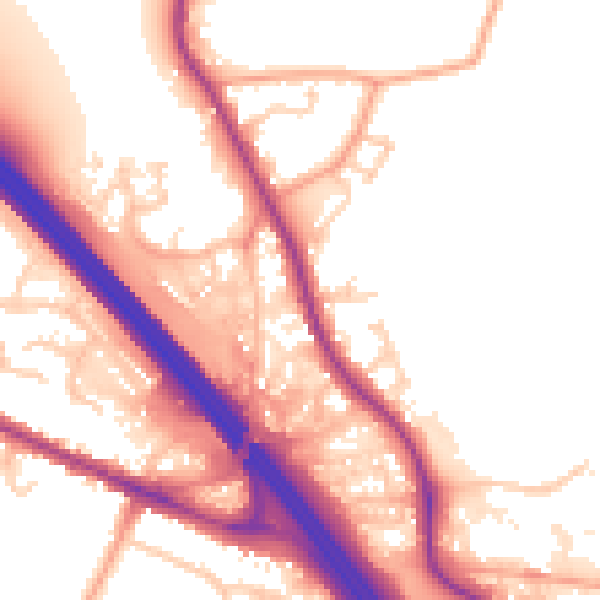 Daytime road noise heatmap for TN24 0NR