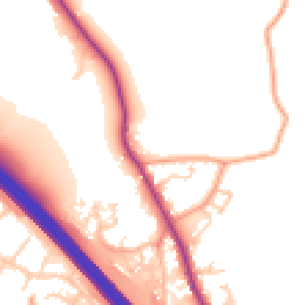 Daytime road noise heatmap for TN24 0NU