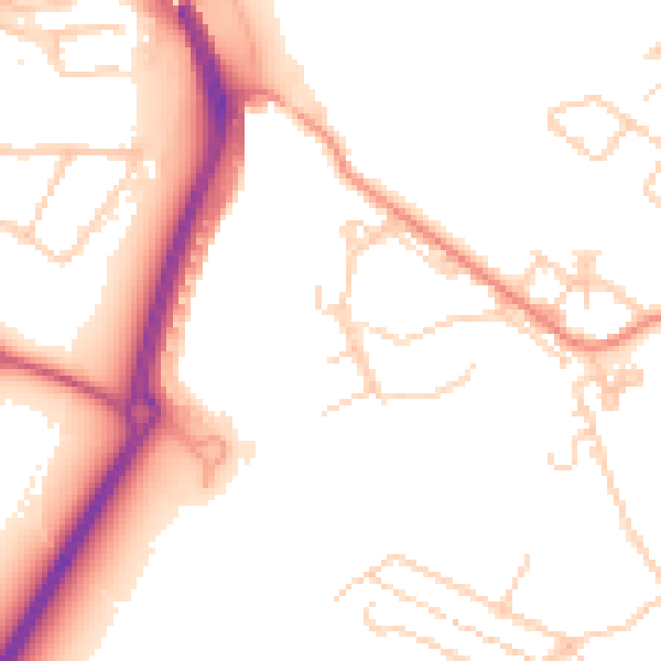Daytime road noise heatmap for TN24 0PJ