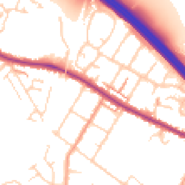Daytime road noise heatmap for TN24 0QR