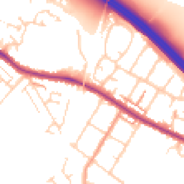 Daytime road noise heatmap for TN24 0QS