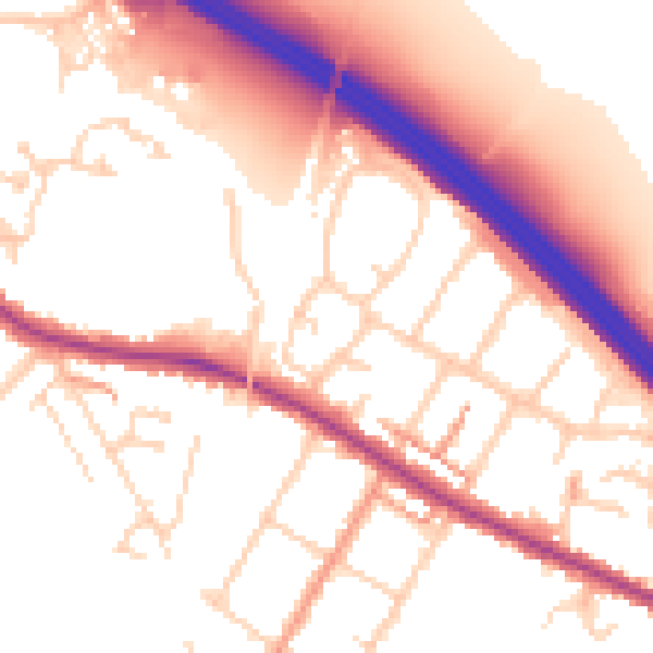 Daytime road noise heatmap for TN24 0RE