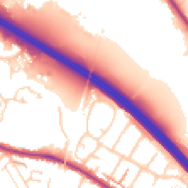 Daytime road noise heatmap for TN24 0RQ