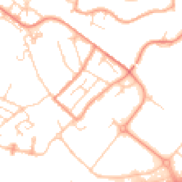 Daytime road noise heatmap for TN24 0SZ