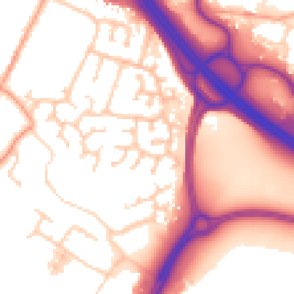 Daytime road noise heatmap for TN24 0UP