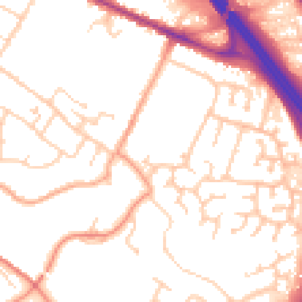 Daytime road noise heatmap for TN24 0UQ