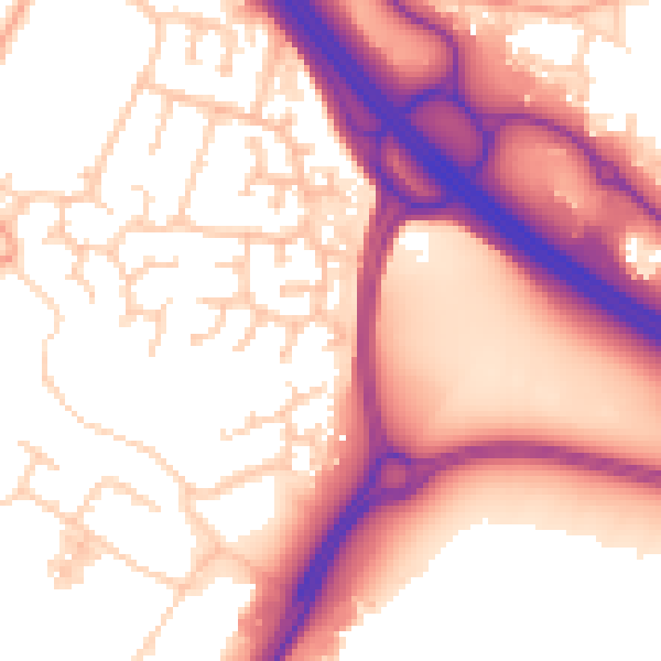 Daytime road noise heatmap for TN24 0XE