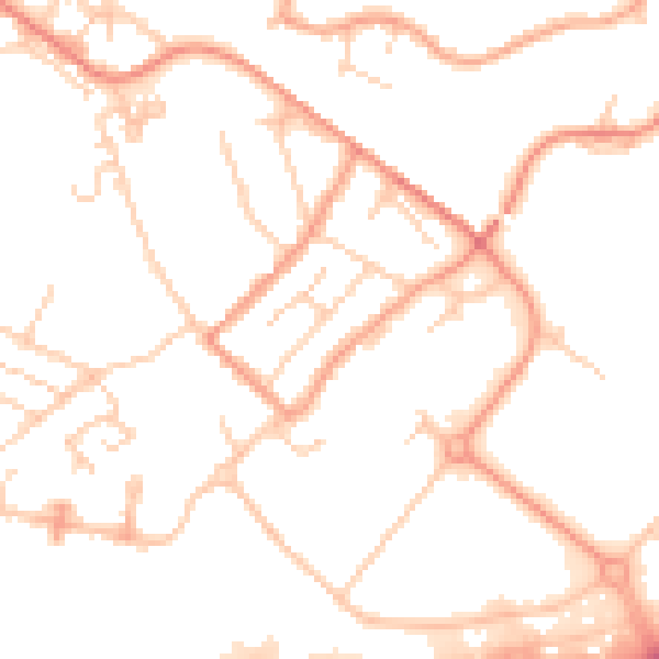 Daytime road noise heatmap for TN24 0XJ