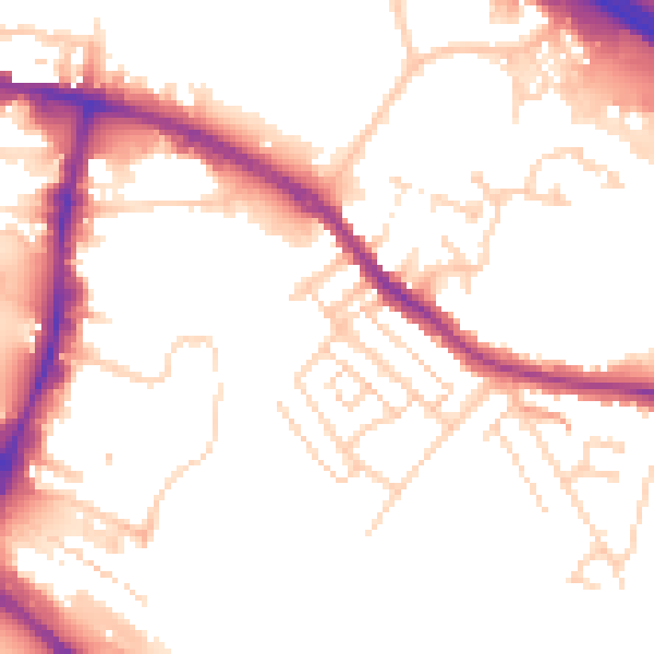 Daytime road noise heatmap for TN24 8AY