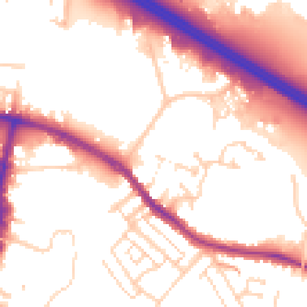 Daytime road noise heatmap for TN24 8BY