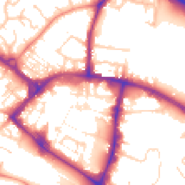 Daytime road noise heatmap for TN24 8JS