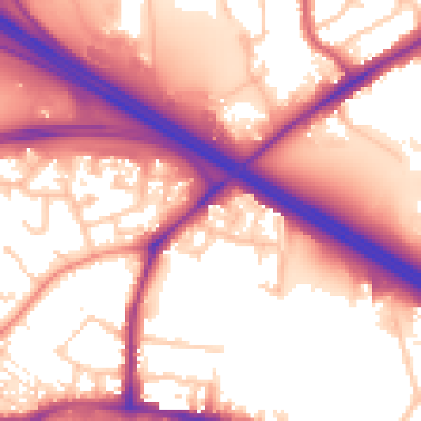 Daytime road noise heatmap for TN24 8PZ
